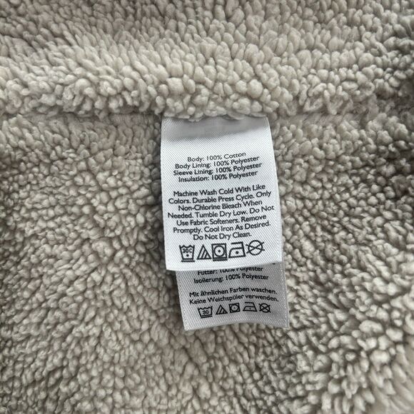 Eddie Bauer Work Jacket Coat  Shacket Green Blue Plaid Sherpa Size Tall Medium - Picture 11 of 14